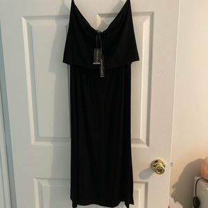 NWT, Strapless Black Midi Dress